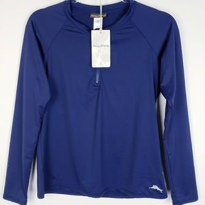 Tommy Bahama Navy Blue Swim Rash Guard UPF 50 Top
